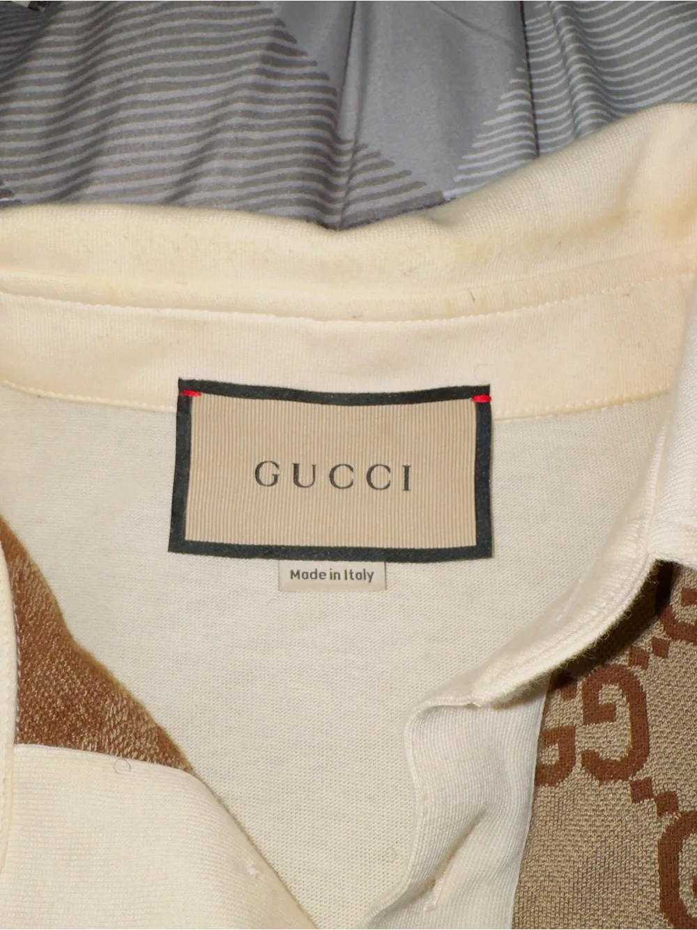 Gucci Beige and Brown GG Logo Polo Shirt
